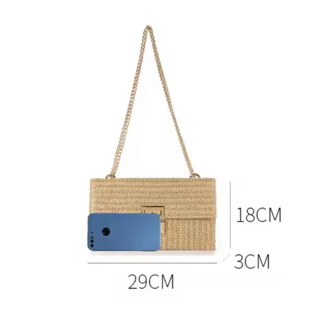Elegant Black Clutch with Gold Chain - Picture 5 of 5